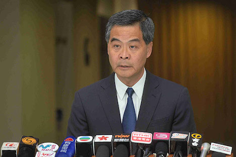 現職香港特別行政区行政長官の梁振英氏（資料）＝2015年8月（写真：news.gov.hk）