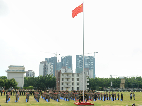 第11回マカオ青少年軍事サマーキャンプ開幕式＝中国人民解放軍駐マカオ部隊珠海正嶺駐屯地、7月13日（写真：GCS）